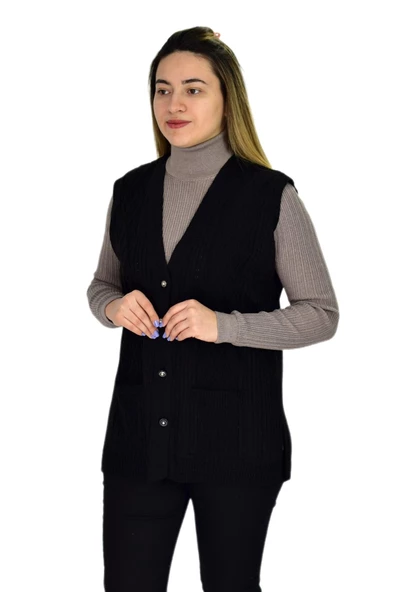 Kadın Cepli Triko Yelek BGL-ST03344 - Resim 6