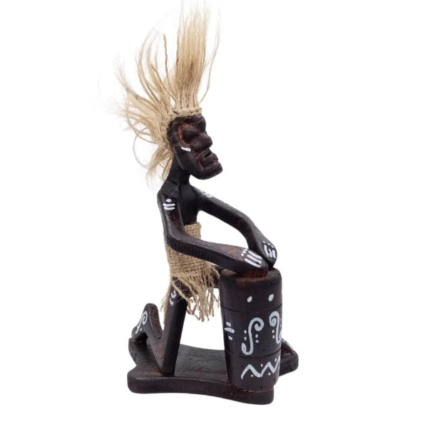 Ahşap Primitif Aborjin Davulcu El Yapımı ürün görseli