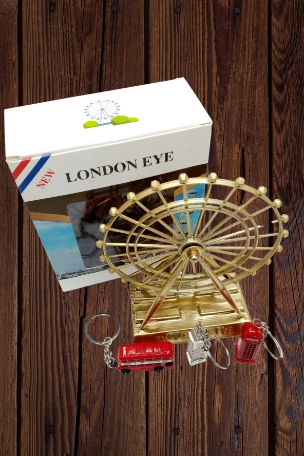 İngiltere Londra Dönme Dolap Otobüs Telefon Kulübesi ve Big Ben Anahtarlık Dörtlü Paket - Resim 7
