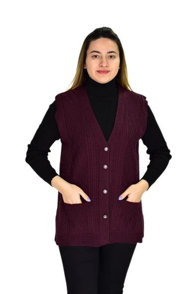 Kadın Cepli Triko Yelek BGL-ST03344 - Resim 5