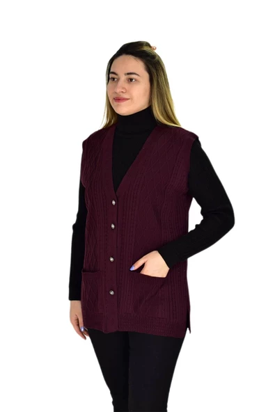 Kadın Cepli Triko Yelek BGL-ST03344 - Resim 9