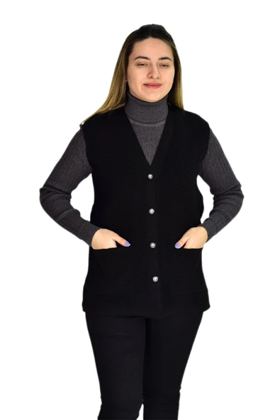 Kadın Cepli Triko Yelek BGL-ST03343 - 5