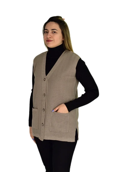 Kadın Cepli Triko Yelek BGL-ST03343 - 12