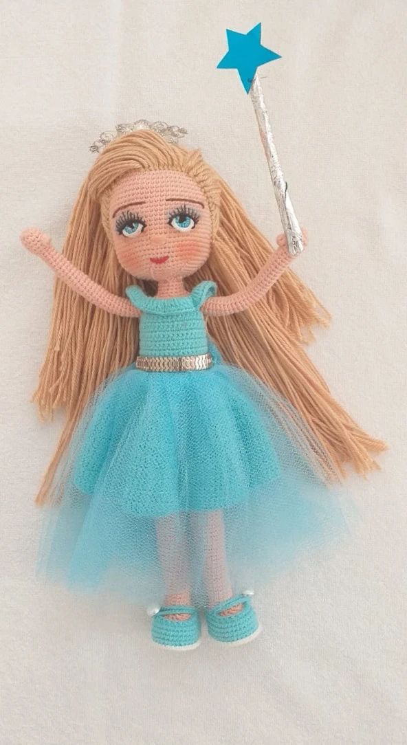 Mavi Peri Kızı Bebek Amigurumi Organik Oyuncak - 1