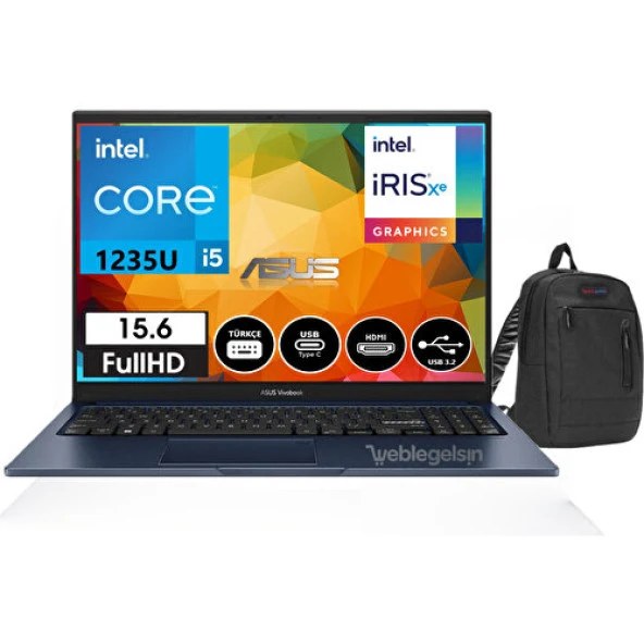 Asus Vivobook X1504ZA-EJ1039 Intel Core I5 1235U 16 GB 512GB SSD 15.6 Dos Fhd Dizüstü Bilgisayar  X1504ZA-EJ103906+WEBLEGELSINÇANTA ürün görseli