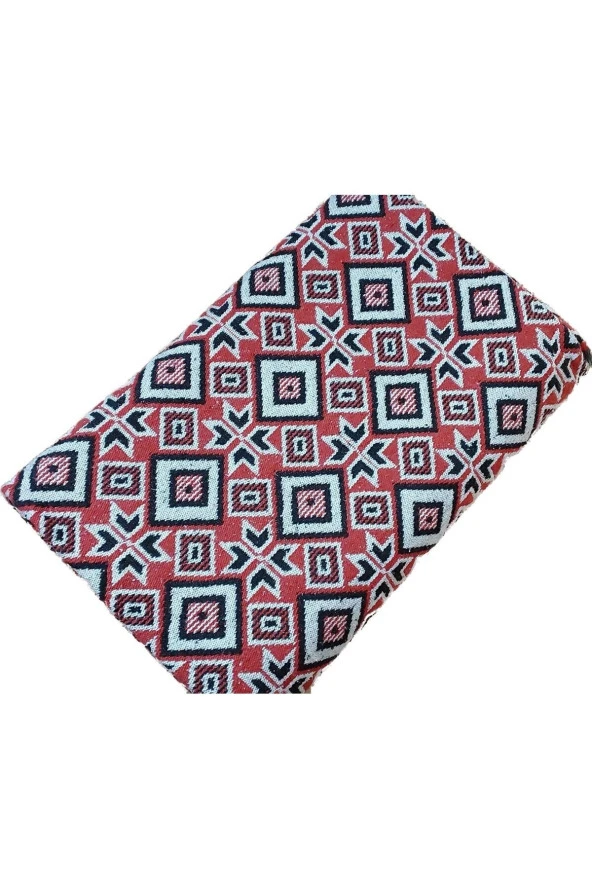 Makine Dokuması Baklava Desenli 3 Mekik Kaliteli Kalın Kilim, kırmızı-beyaz - 5