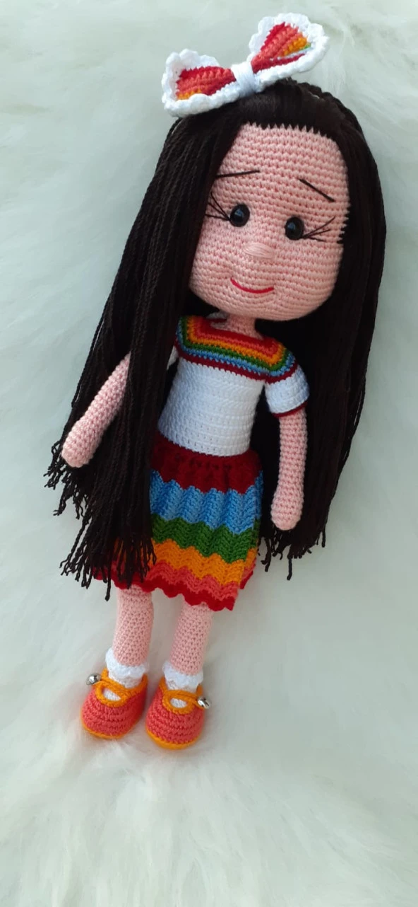 Gökkuşağı Güzeli Bebek Amigurumi Organik Oyuncak ürün görseli 1