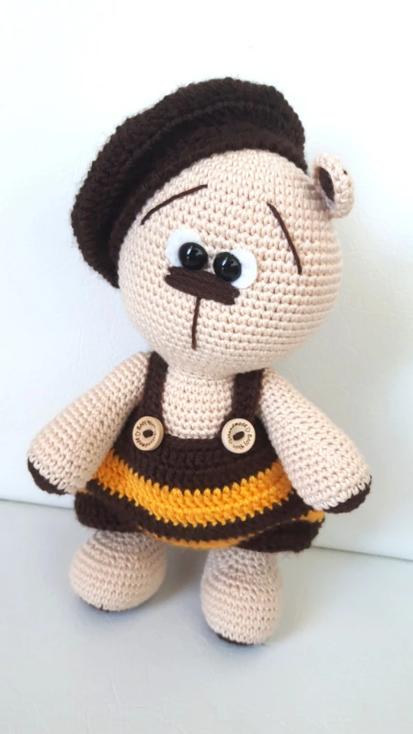 Şaşkın Tonton Ayıcık Amigurumi Organik Oyuncak - 1