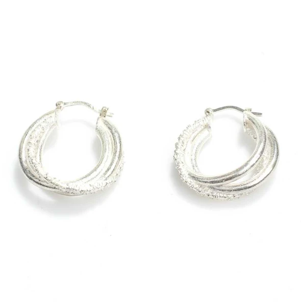 925 Ayar Gümüş Üçlü Halka Küpe ürün görseli 1