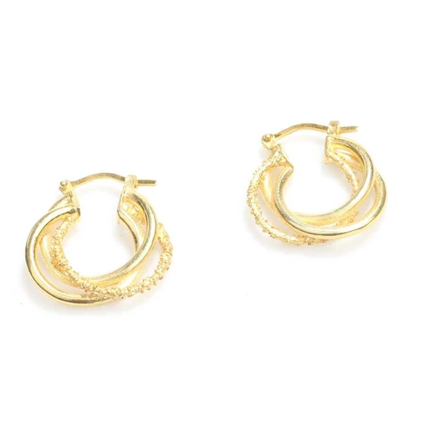 925 Ayar Gümüş Küçük Üçlü Halkalı Küpe ürün görseli