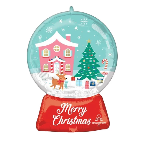 Yılbaşı Yeniyıl Dekorasyonu Helyuma Uyumlu Kar Küresi Folyo Balon