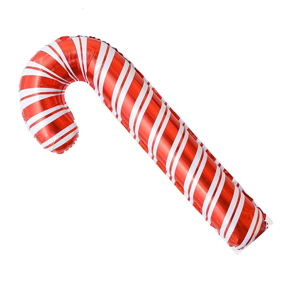 Yılbaşı Yeniyıl Dekorasyonu Helyuma Uyumlu Baston Şeker Folyo Balon - 2