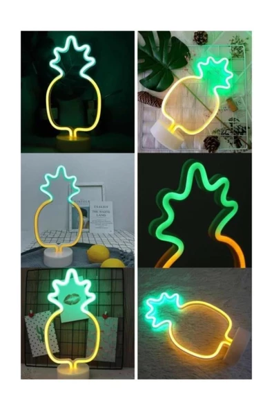 Ananas Model Neon Led Işıklı Masa Dekoratif Gece Lambası