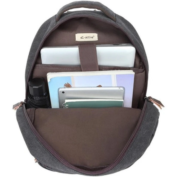 Cactive C-Active Büyük Boy Erkek Sırt Çantası Kanvas Kumaş 1313 - Resim 4