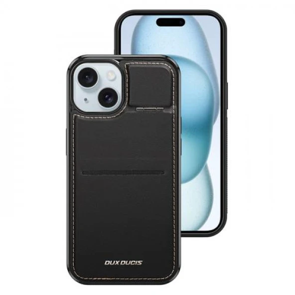 Polham 3in1 iPhone 15 Plus İle Uyumlu Deri Kılıf, Kartlık ve Stant, Kamera Korumalı Cüzdanlı Kılıf