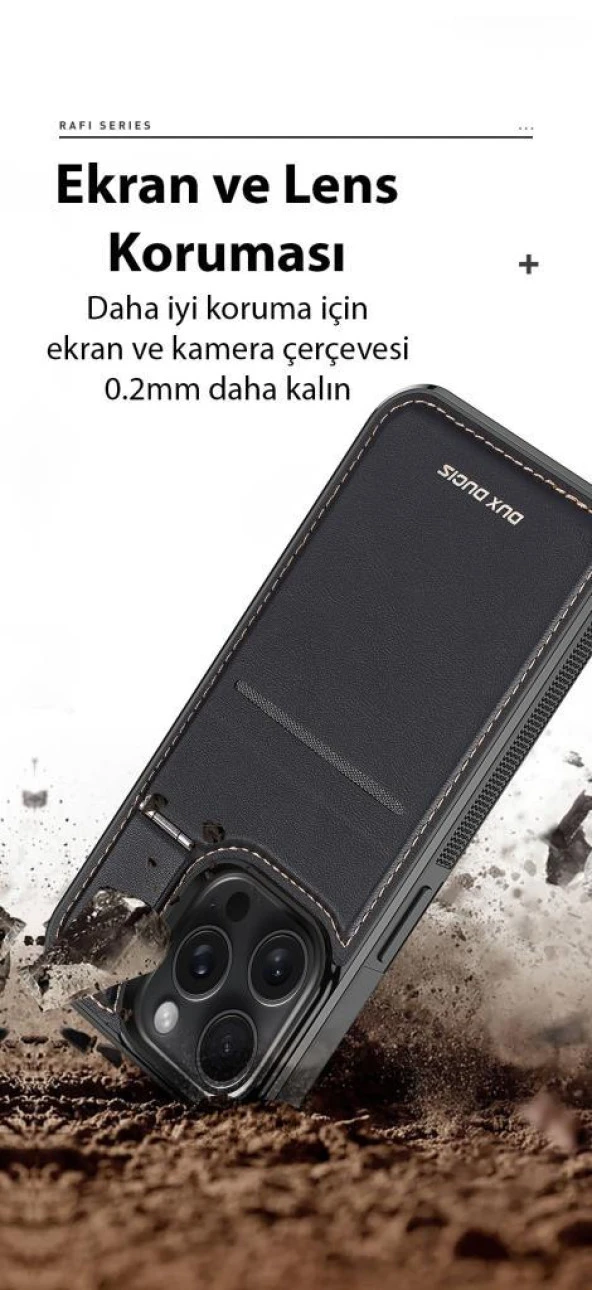 Polham 3in1 iPhone 14 Pro İle Uyumlu Deri Kılıf, Kartlık ve Stant, Kamera Korumalı Cüzdanlı Kılıf - 5