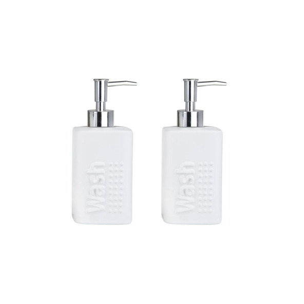 BANYO SETİ SERAMİK SIVI SABUNLUK 2 ADET BEYAZ  MODERN  7X7X17CM 300ML
