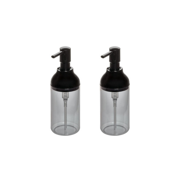 BANYO SETİ SIVI SABUNLUK 2 ADET FÜME SİYAH RENKLİ AKRİLİK 8X8X16CM 360ML - 2