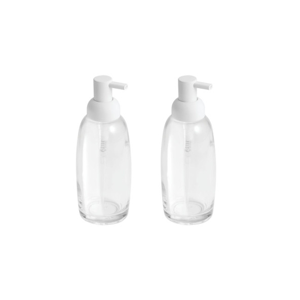 BANYO SETİ SIVI SABUNLUK 2 ADET BEYAZ CAM  7X7X21CM 300ML - 2