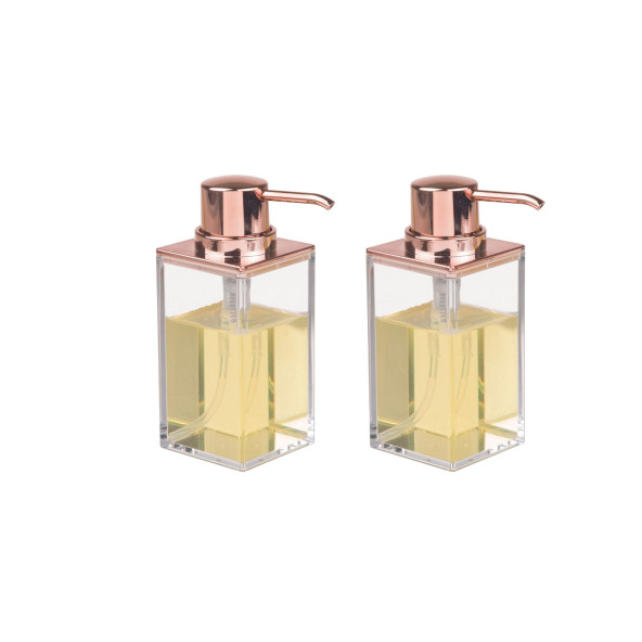 BANYO SETİ SIVI SABUNLUK 2 ADET MODERN ALTIN BAKIR TASARIMLI 6X6X15CM 400ML