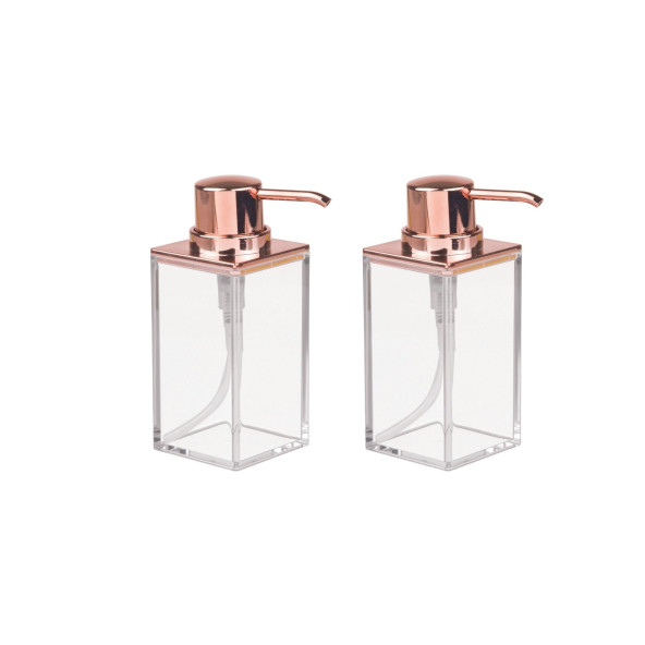 BANYO SETİ SIVI SABUNLUK 2 ADET MODERN ALTIN BAKIR TASARIMLI 6X6X15CM 400ML - 2