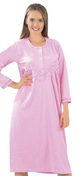 Aysu Bayan Battal Beden Penye Uzun Kol Gecelik Büyük Kalıp - 2