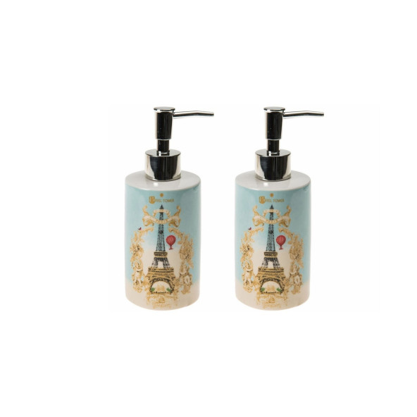 BANYO SETİ SERAMİK SIVI SABUNLUK 2 ADET ROMANTİK YEŞİL MODEL 7x7x18cm 320ml