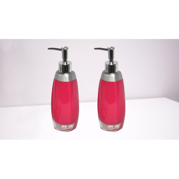 BANYO SETİ SIVI SABUNLUK 2 ADET GRİ PEMBE MODEL POLİRESİN 6x5x22cm - 2