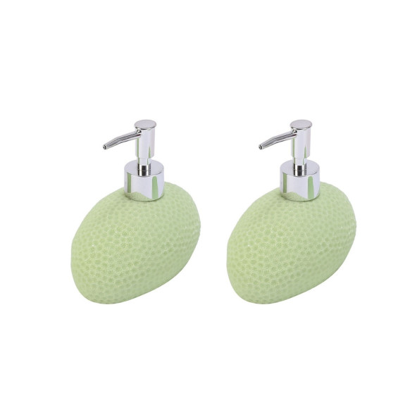 BANYO SETİ SIVI SABUNLUK 2 ADET YEŞİL PETEK DESENLİ POLİRESİN 14x8x14cm 400ml