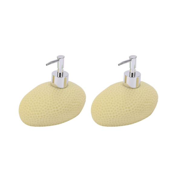 BANYO SETİ SIVI SABUNLUK 2 ADET SARI PETEK DESENLİ POLİRESİN 14x8x14cm 400ml