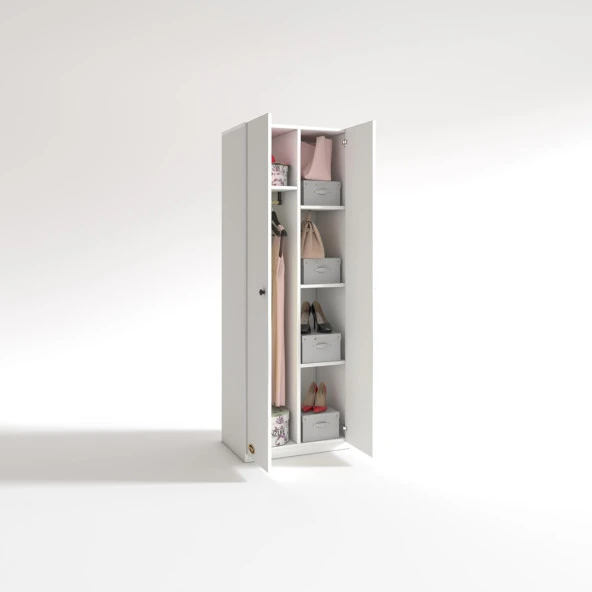 Kenzlife gardırop 2 kapılı kapaklı leylak byz 173X60X42 gardolap dolap ofis - 2