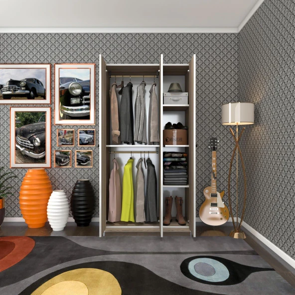 Kenzlife gardırop 3 kapılı kapaklı guzmanya crd 173*90*42 gardolap dolap ofis