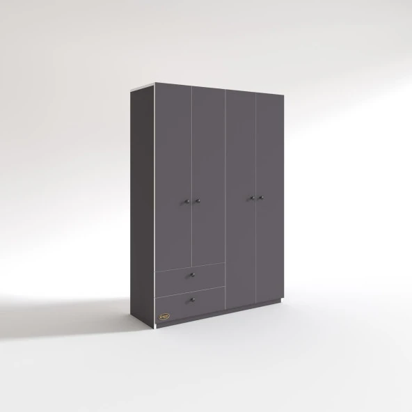 Kenzlife gardırop 4 kapılı kapaklı 2 çekmeceli hüsnüyusuf gri 173*120*42 gardolap dolap ofis - Resim 3