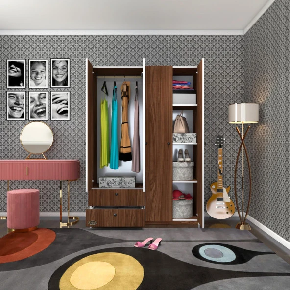 Kenzlife gardırop 4 kapılı kapaklı 2 çekmeceli hüsnüyusuf cvz 173*120*42 gardolap dolap ofis