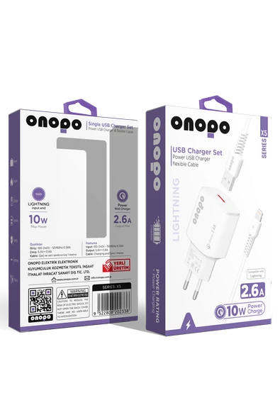 onopo İphone Apple Uyumlu Lightning Usb 2.6a Iphone Hızlı Şarj Cihazı 10w - X5