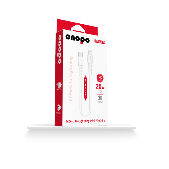 onopo Type-C To Lightning Mini Pd 20W Hızlı Şarj ve Data Kablosu 30CM - P3