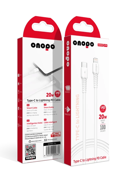 onopo Type-C To Lightning Pd 20W Hızlı Şarj ve Data Kablosu 100CM - P4