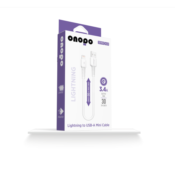 onopo Lightning To USB Mini Kablo 3.4A Hızlı Şarj ve Data Kablosu 30CM - Q3