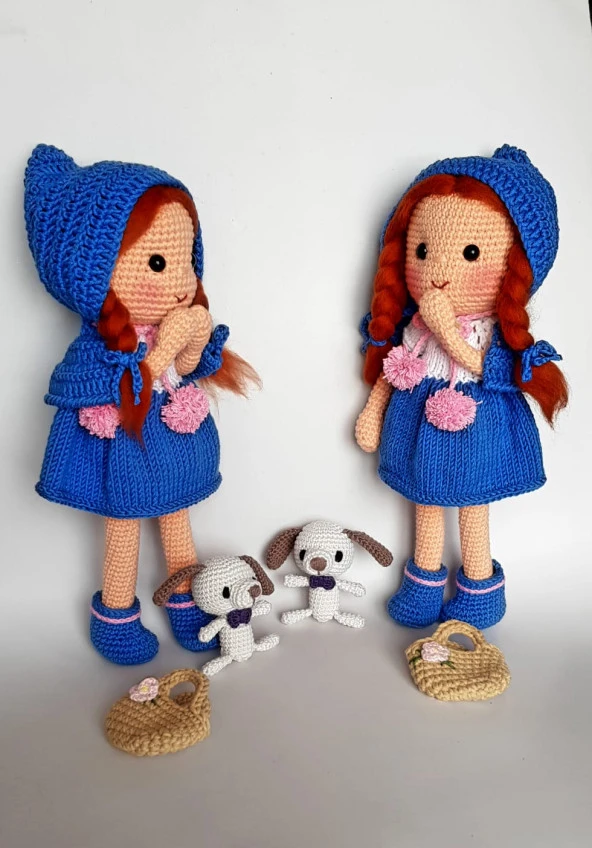Mavi Başlıklı Kız Amigurumi Organik Oyuncak - 2