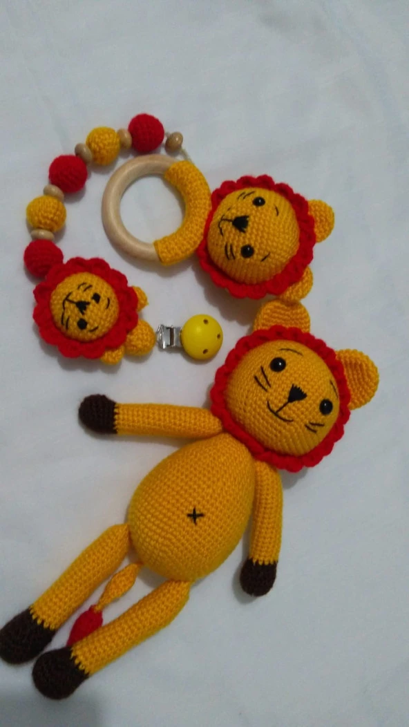 Doğuştan Fanatik Aslan Yenidoğan Takımı Amigurumi Organik Oyuncak - 1