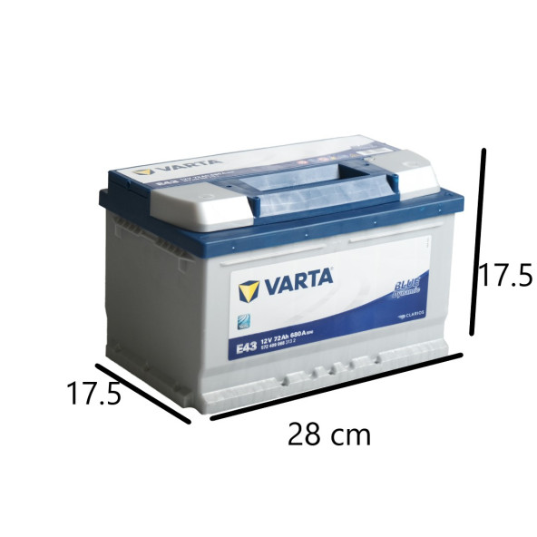 Varta Blue Dynamic E43 Alçak 12 V 72 Ah 680 CCA Akü