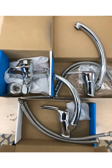 WUVERA Batarya Seti 3 Lü Kuğu Lavabo Kuğu Mutfak Ve Banyo Bataryası - 6