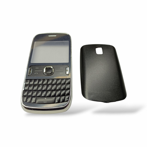 Nokia 302 Kapak Nokia Asha 302 uyumlu Siyah ön Kapak Arka Kapak Tuş Takımı - 2