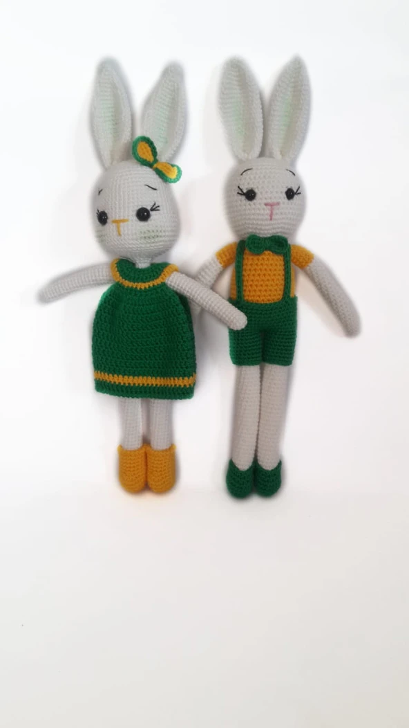 Kırçiçeği Tavşan Çift Amigurumi Organik Oyuncak - 1
