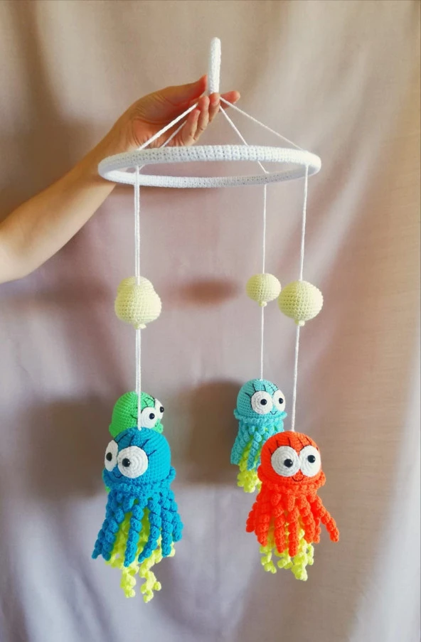 Ahtapot Dönence Amigurumi Organik Oyuncak - 1