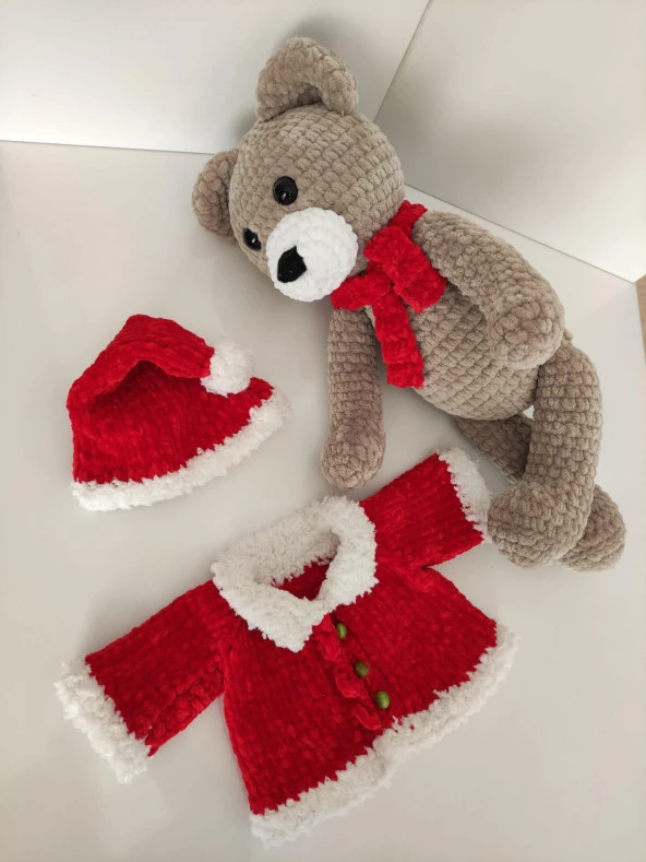 Yılbaşı Sevimli Ayıcığı Amigurumi Organik Oyuncak - 2