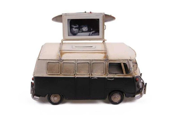Dekoratif Metal Minibüs Çerçeveli ve Kumbaralı Hediyelik