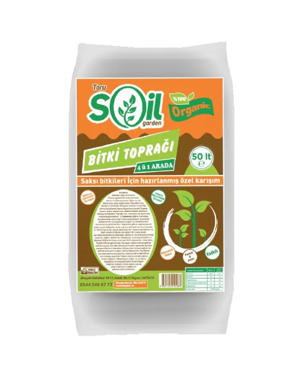 BİTKİ TOPRAGI 4 Ü 1 ARADA 50 LT ORGANİK HAYVANSAL GÜBRE PERLİT VE POMZA KATHILI
