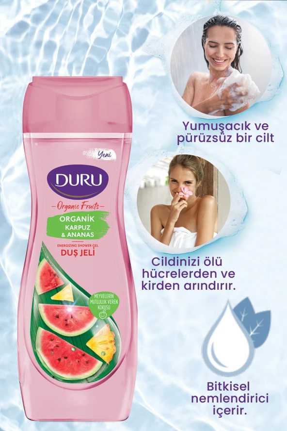 Duru Organic Fruits Karpuz & Ananas Duş Jeli 3X450ML