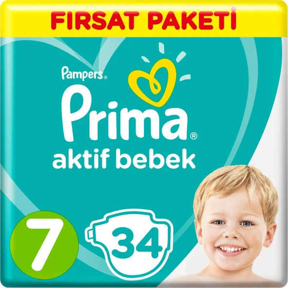 Prima Bebek Bezi Aktif Bebek 7 Numara 34 Adet Fırsat Paketi